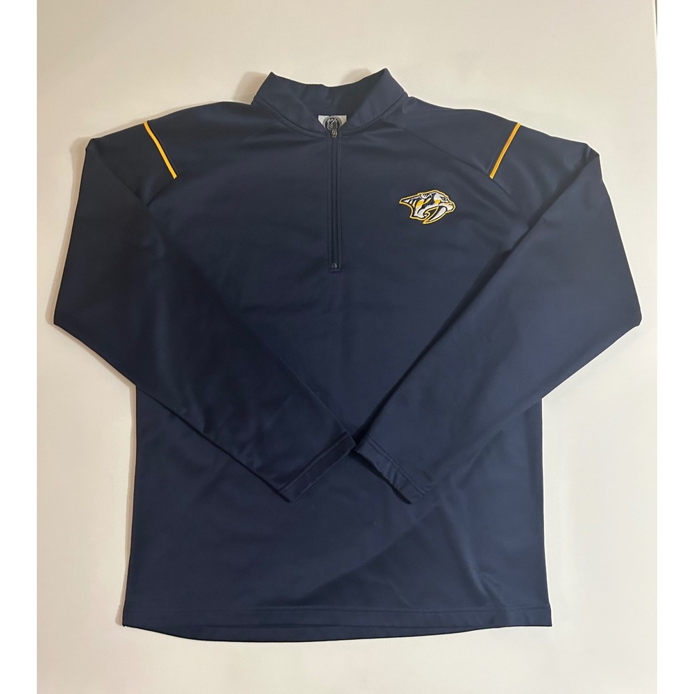 NHL Nashville Predators Quarter Zip Pullover Navy Blue Mens XL Hockey Training